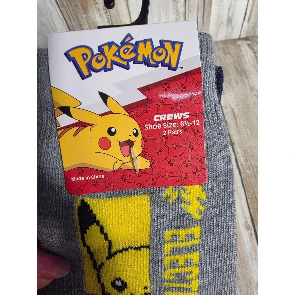 Pokemon Hunter x Hunter Anime Crew Socks Bundle 2 Pairs Pikachu Squirtle Gon NEW